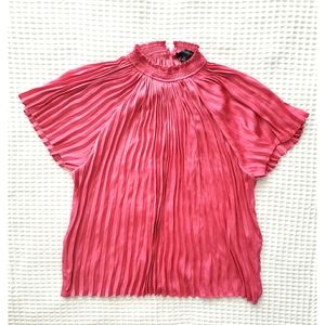 MARC NEW YORK all over pleat mock neck swing top